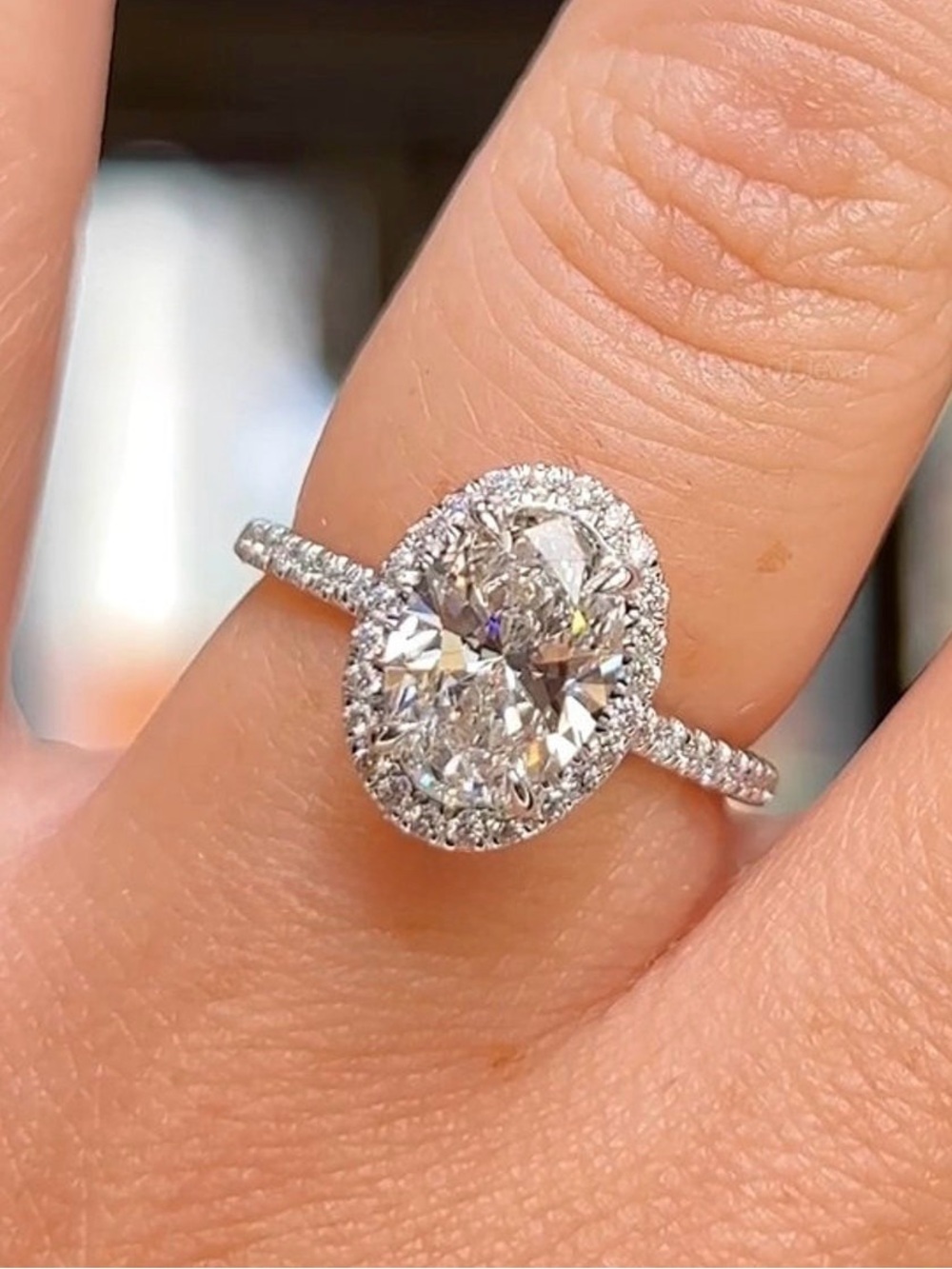 NWT-Oval Cut Halo Sterling Silver Engagement Ring